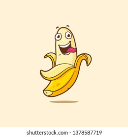 Crazy banana funny cartoon character vector illustration