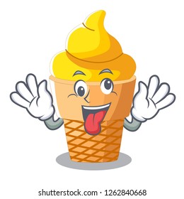 Crazy banana ice cream in cone character