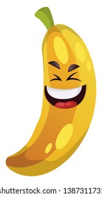 Crazy banana laughing illustration vector on white background