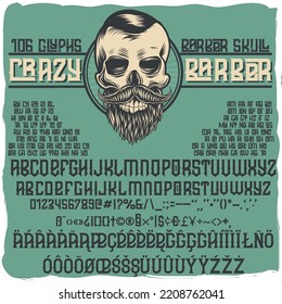 Crazy Barber Font With A Skull