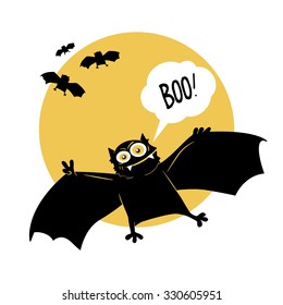 Crazy bat for Halloween. Vector illustration.