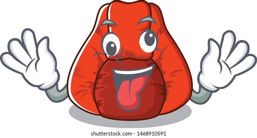 Crazy bean bag chair isolated with mascot