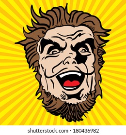 crazy bearded man cartoon illustration