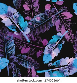 crazy beautiful imprint watercolor pattern of leaves. handmade painted. beautiful seamless texture background imprint. 