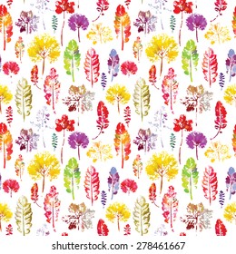 crazy beautiful imprint watercolor pattern of leaves. handmade painted. beautiful seamless texture background imprint.
