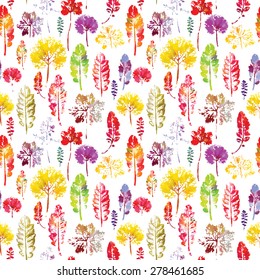 crazy beautiful imprint watercolor pattern of leaves. handmade painted. beautiful seamless texture background imprint.
