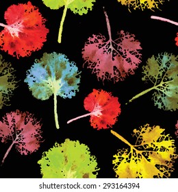 crazy beautiful imprint watercolor pattern of leaves. handmade painted. beautiful seamless texture background imprint.