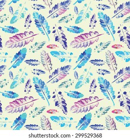 crazy beautiful imprint watercolor pattern of leaves. handmade painted. beautiful seamless texture background imprint.