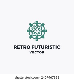 Crazy beautiful retro futuristic vector logo design symbol