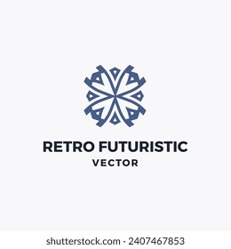 Crazy beautiful retro futuristic vector logo design symbol