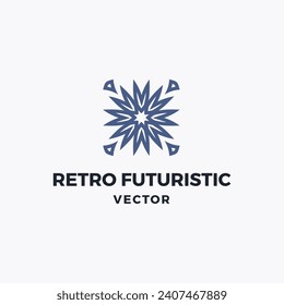 Crazy beautiful retro futuristic vector logo design symbol
