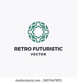 Crazy beautiful retro futuristic vector logo design symbol