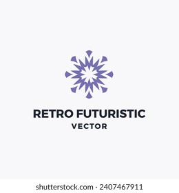 Loco símbolo de diseño del logo del vector retro futurista