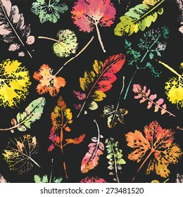 crazy beautiful watercolor pattern of leaves. handmade painted. beautiful seamless texture background imprint.