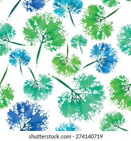 crazy beautiful watercolor pattern of leaves. handmade painted. beautiful seamless texture background imprint.