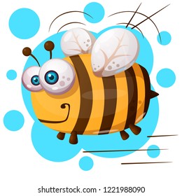 Crazy bee - cartoon illustration character. Vector eps 10