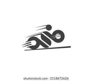 Crazy biker logo, jumping, speeding and crazy. Flat and unique. Or Monogram QSB.