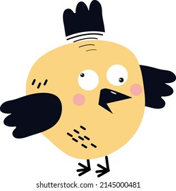 Crazy bird, illustration, vector on a white background.