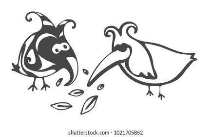 crazy birds vector