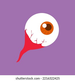 Crazy Bloody Eye Ball For Halloween Decoration In Flat Design