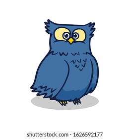 Crazy blue owl icon. Cartoon of crazy blue owl vector icon isolated on white background