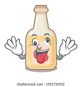 Crazy bottle apple cider above cartoon table