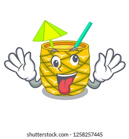 Crazy bottles pineapple juice on cartoon table