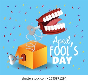crazy box with teeth to fools day - Shutterstock ID 1335971294