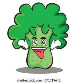 Crazy broccoli chracter cartoon style