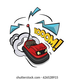 Crazy bumper a car vector illustration isolated on white background.