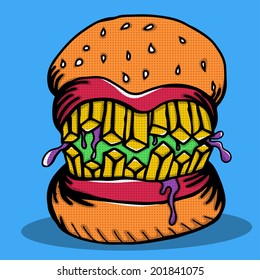 Crazy Burger Monster Doodle