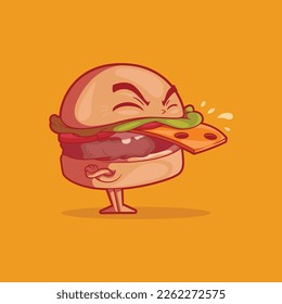 Crazy Burguer character with tongue-out vector illustration. Food, funny, crazy design concept.