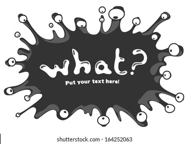 Crazy cartoon banner with funny eyeballs and text. Vector graphics. 2 plain colors.