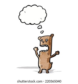 oso de caricatura loco con burbuja de pensamiento