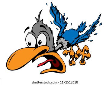 Crazy Cartoon Bird Vector Illustration