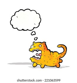 crazy cartoon cat with thought bubble
