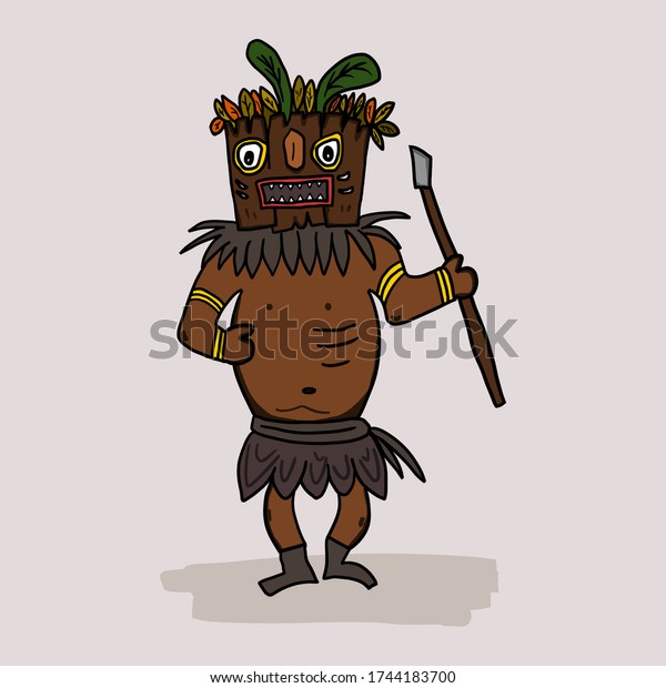 Crazy Cartoon Dancing Shaman Funny African Stock Vector (Royalty Free ...