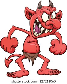 Crazy cartoon devil. Vector clip art illustration with simple gradients. All in a single layer.