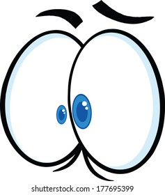 Crazy Cartoon Eyes. Vector Illustration Isolated on white