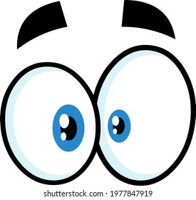 Crazy Cartoon Funny Eyes. Vector Hand Drawn Illustration Isolated On Transparent Background