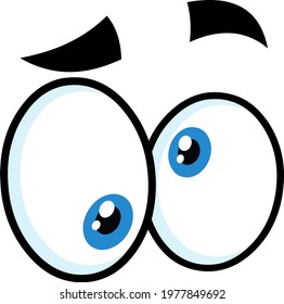 Crazy Cartoon Funny Eyes. Vector Hand Drawn Illustration Isolated On Transparent Background