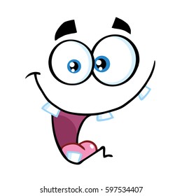 Crazy Cartoon Funny Face Smiling Expression Stock Vector (Royalty Free ...