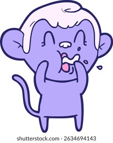 crazy cartoon monkey in bright neon colors