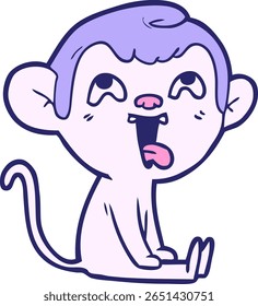 macaco de desenho animado louco em cor neon brilhante