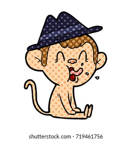 crazy cartoon monkey sitting