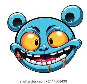 Crazy cartoon monster face with big eyes
