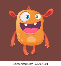 Crazy cartoon monster. Vector orange monster. Halloween design