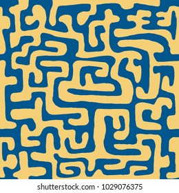Crazy Cartoon Pattern. Seamless Graffiti Background with Scribbled Tangled Lines, Looking Like Labyrinth. Organic Hippie Style.