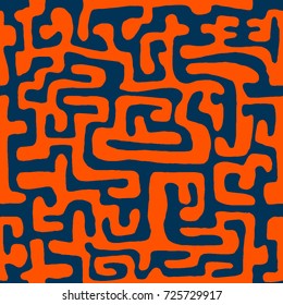 Crazy Cartoon Pattern. Seamless Graffiti Background with Scribbled Tangled Lines, Looking Like Labyrinth. Organic Hippie Style.