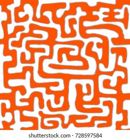Crazy Cartoon Pattern. Seamless Graffiti Background with Scribbled Tangled Lines, Looking Like Labyrinth. Organic Hippie Style.